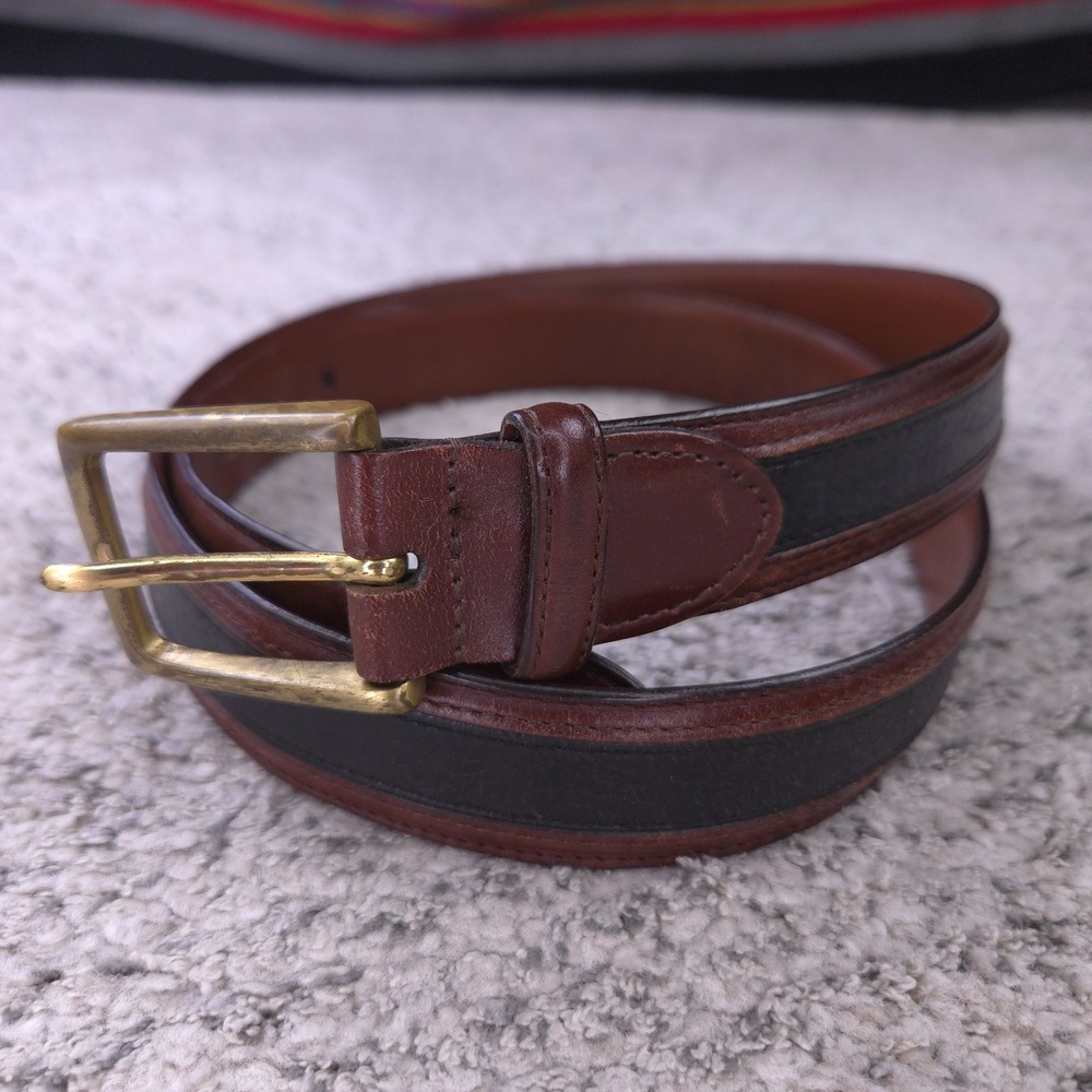 Johnston Murphy Belt Men Size 38 Aniline Kipskin Shoulders Leather Brown Black